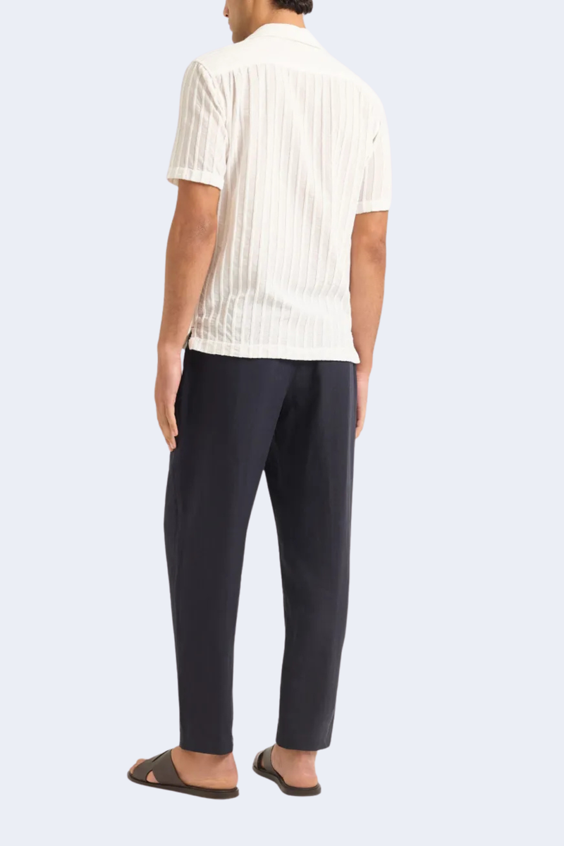 Maitan Tonal Chenille Stripe Shirt in White