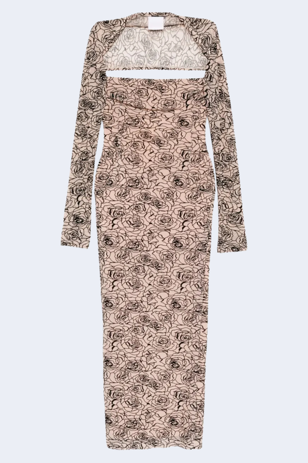 Audrey Dress in Black/Nude