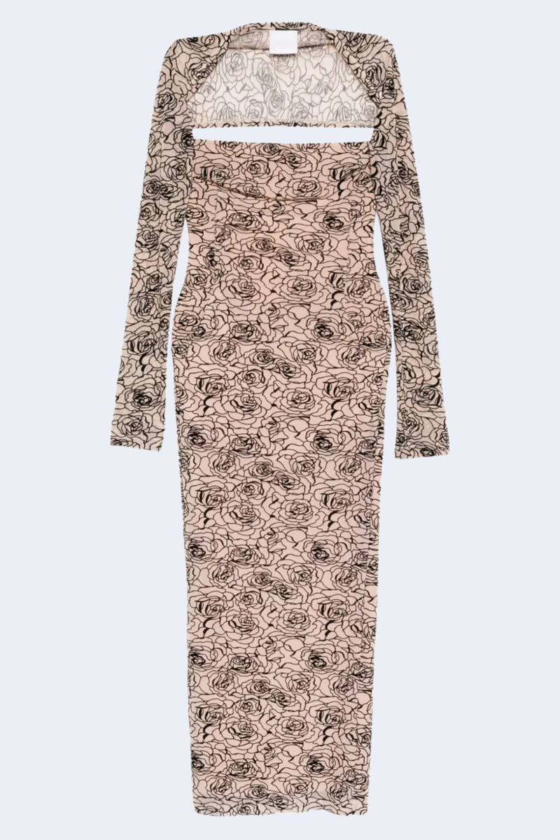 Audrey Dress in Black/Nude