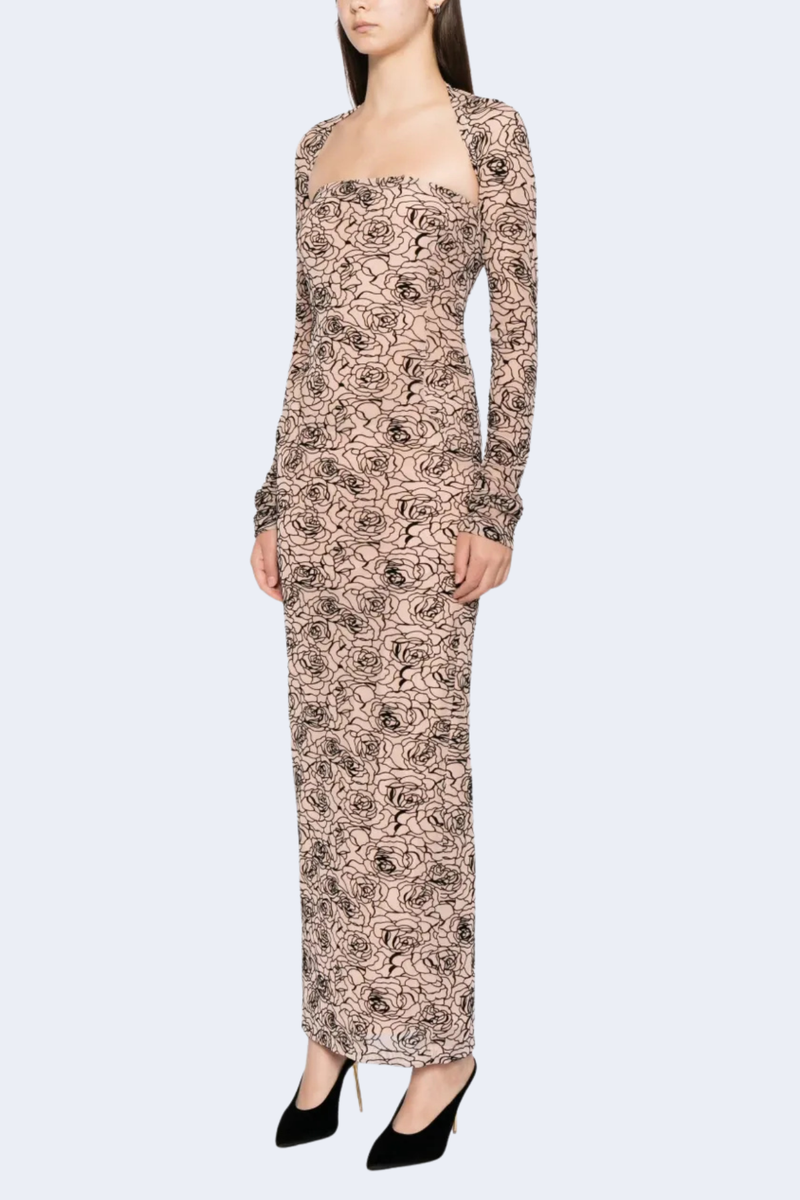 Audrey Dress in Black/Nude