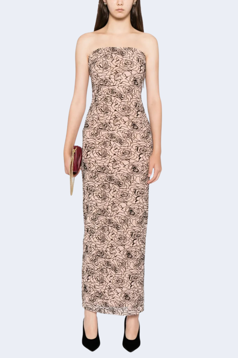 Audrey Dress in Black/Nude