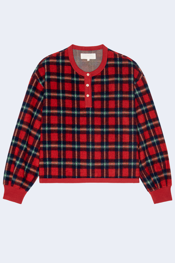 The Plush Fleece Henley Sleep Sweatshirt in Cedarwoods Plaid