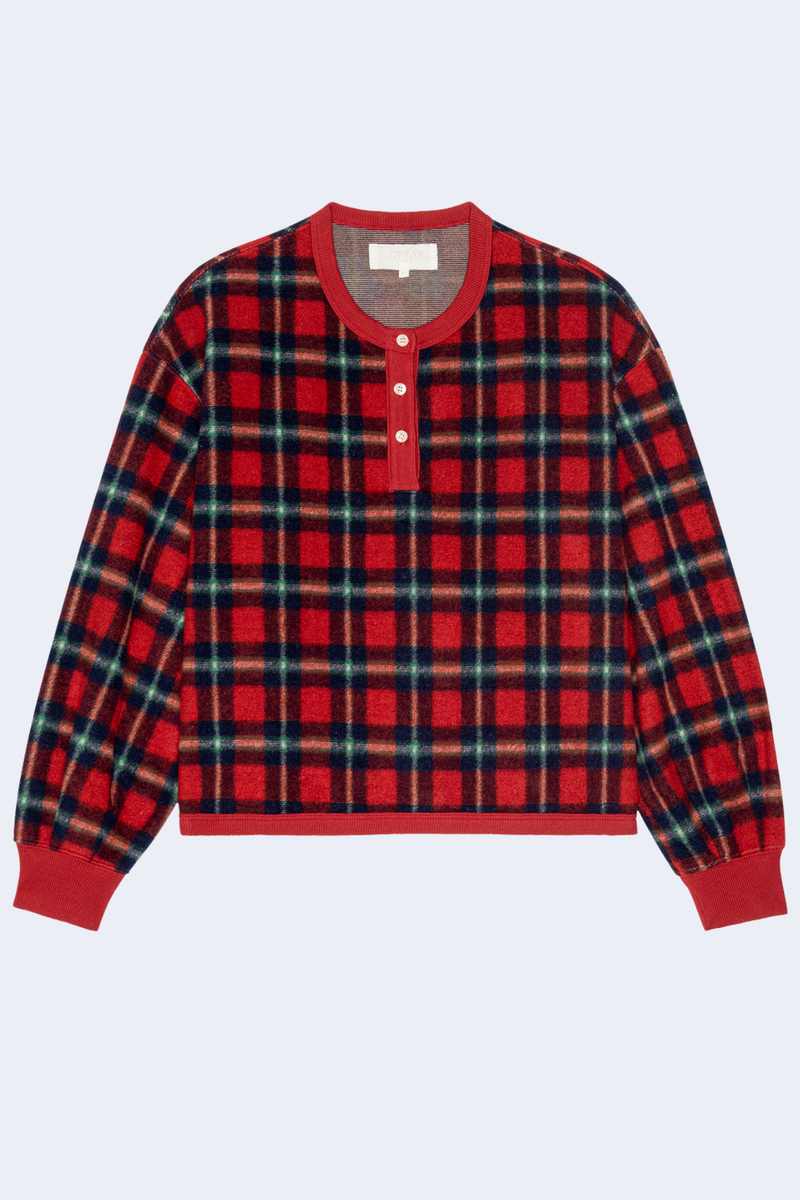 The Plush Fleece Henley Sleep Sweatshirt in Cedarwoods Plaid