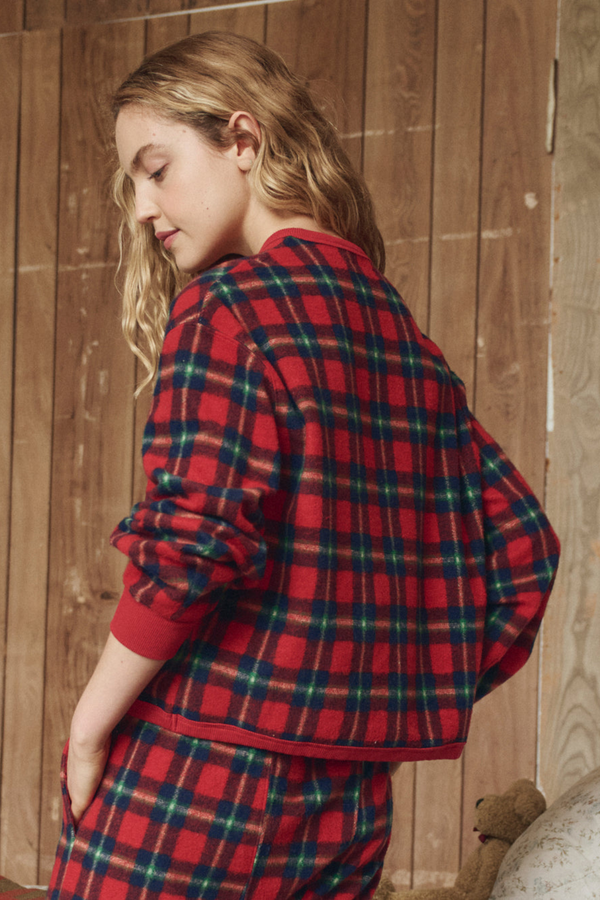 The Plush Fleece Henley Sleep Sweatshirt in Cedarwoods Plaid