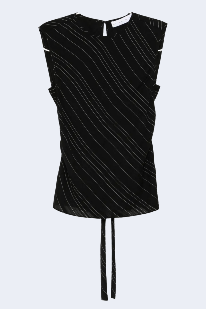 Trina Top In Woven Stripeflou in Black/Chalk