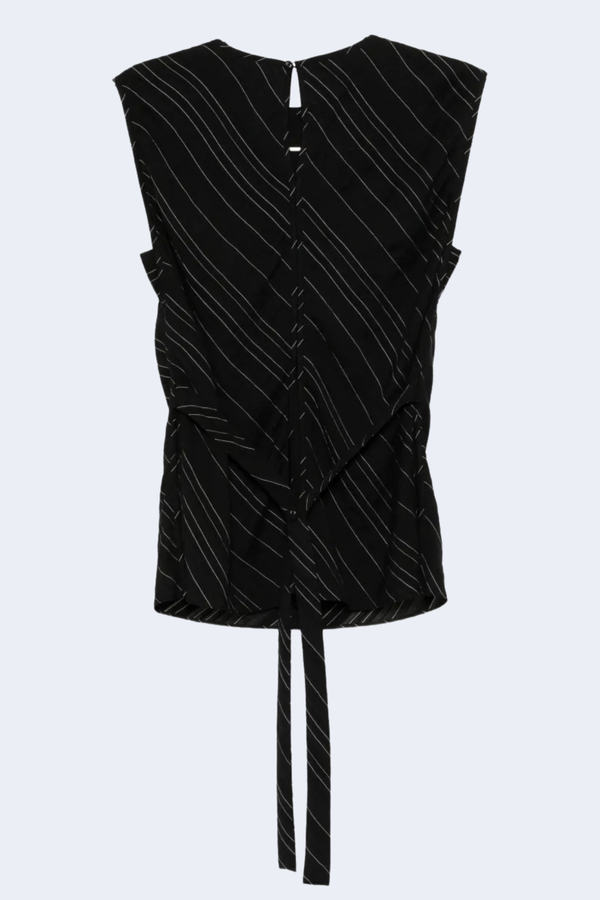 Trina Top In Woven Stripeflou in Black/Chalk
