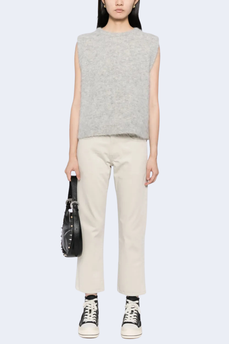 Deep Armhole Vest in Light Heather Grey