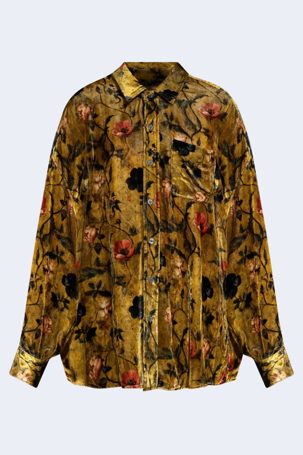 Drop Neck Shirt  in Ochre Floral