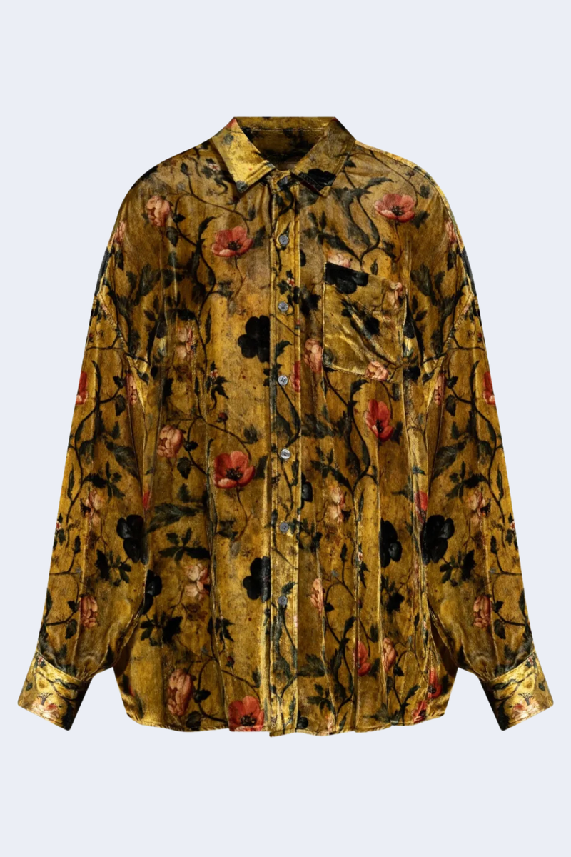 Drop Neck Shirt  in Ochre Floral