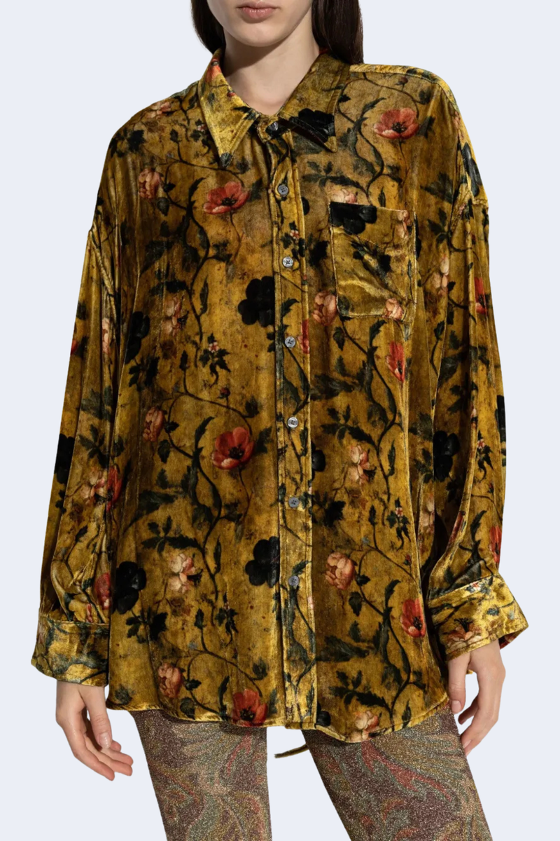 Drop Neck Shirt  in Ochre Floral