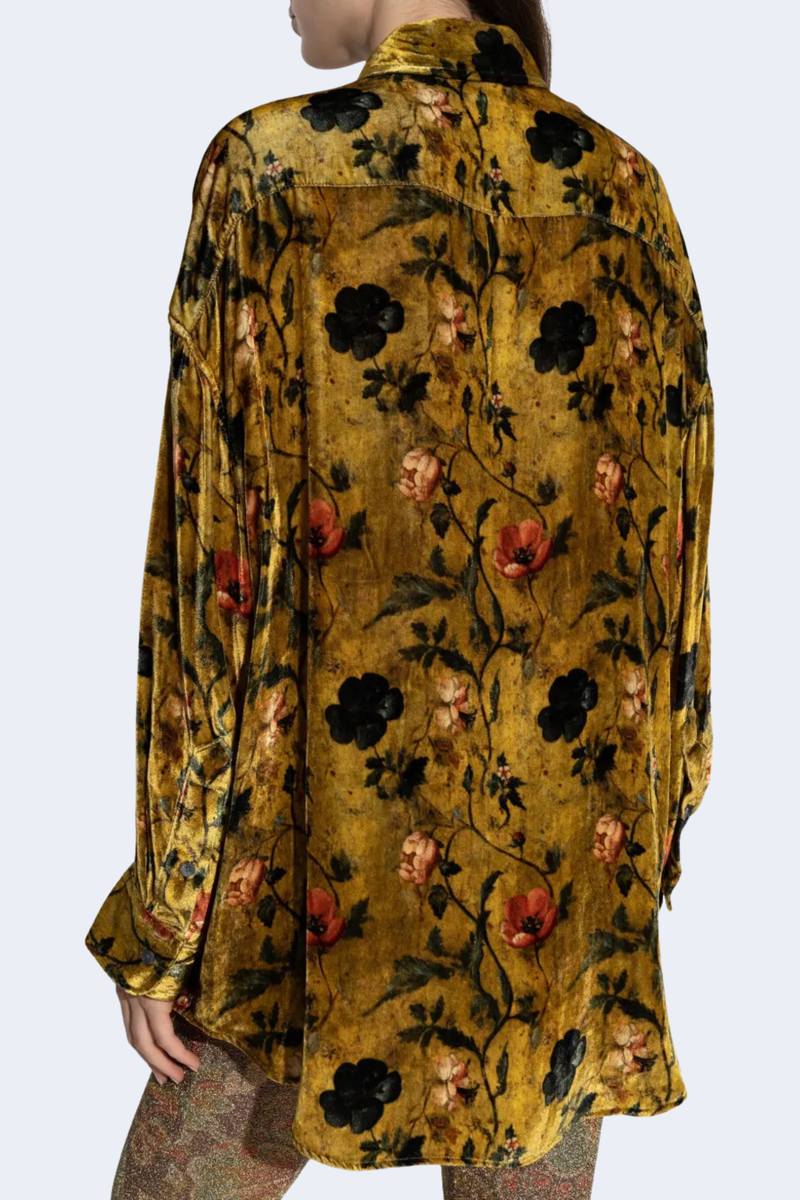 Drop Neck Shirt  in Ochre Floral