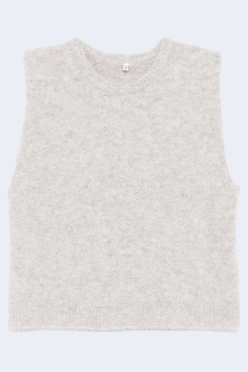 Deep Armhole Vest in Light Heather Grey