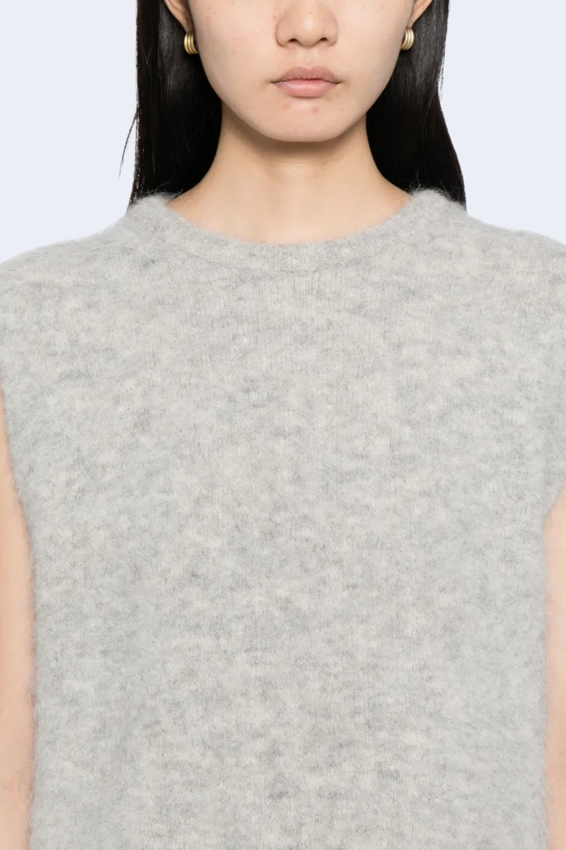 Deep Armhole Vest in Light Heather Grey