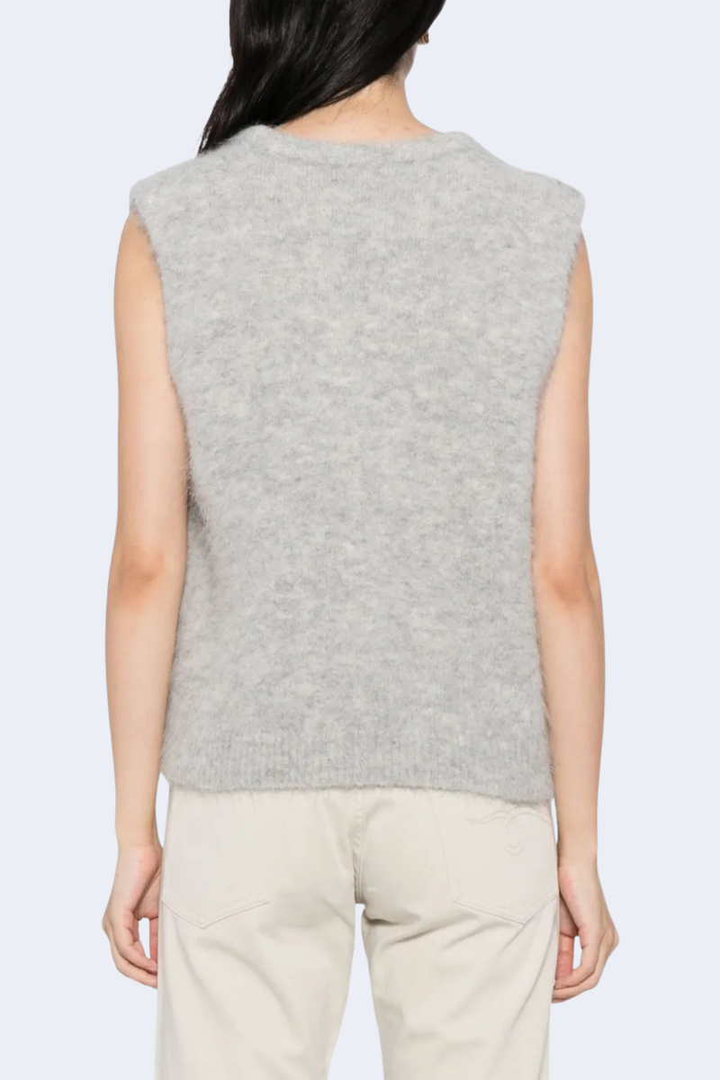 Deep Armhole Vest in Light Heather Grey