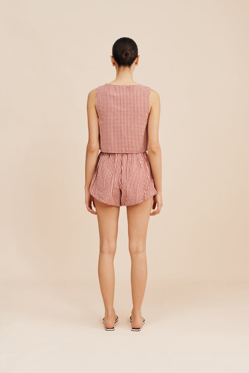 Aurelia Short in Red Gingham
