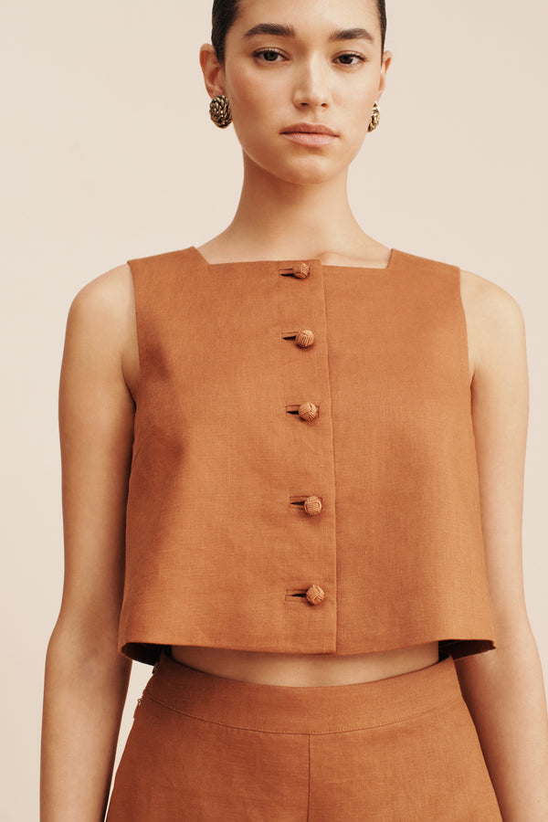 Rio Cropped Top in Chestnut