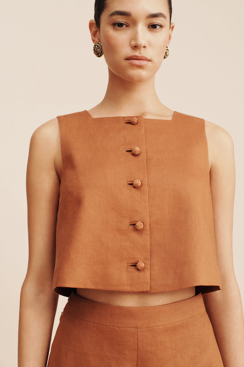 Rio Cropped Top in Chestnut