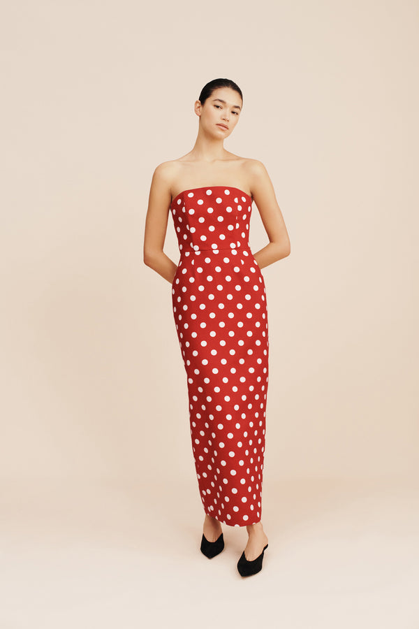 Romeo Strapless Dress in Polka Dot