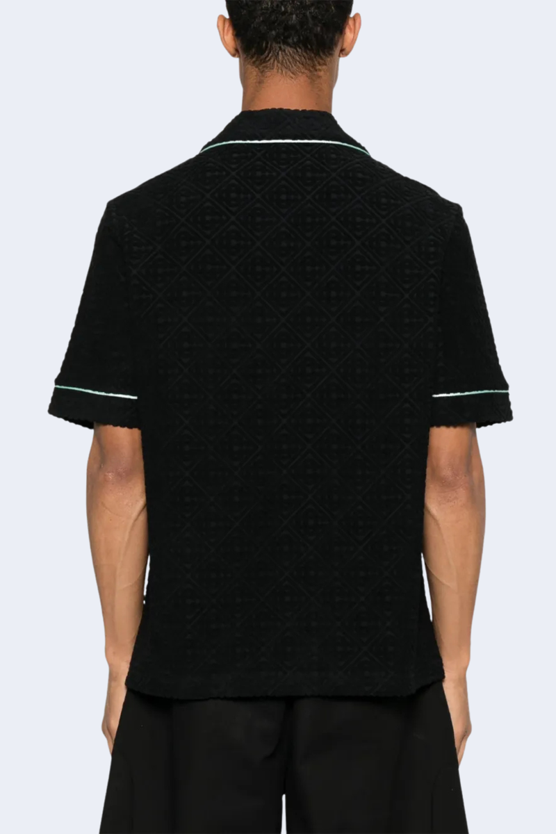 Men's Towelling Monogram Shirt  in Black