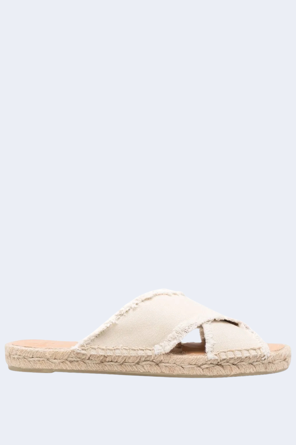 Palmera Canvas Sandals in Ivory
