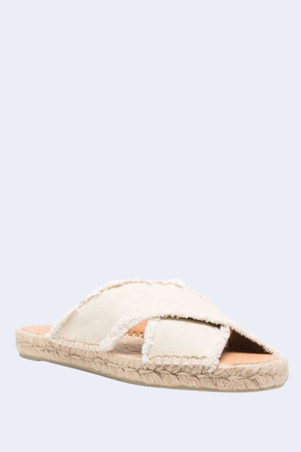 Palmera Canvas Sandals in Ivory
