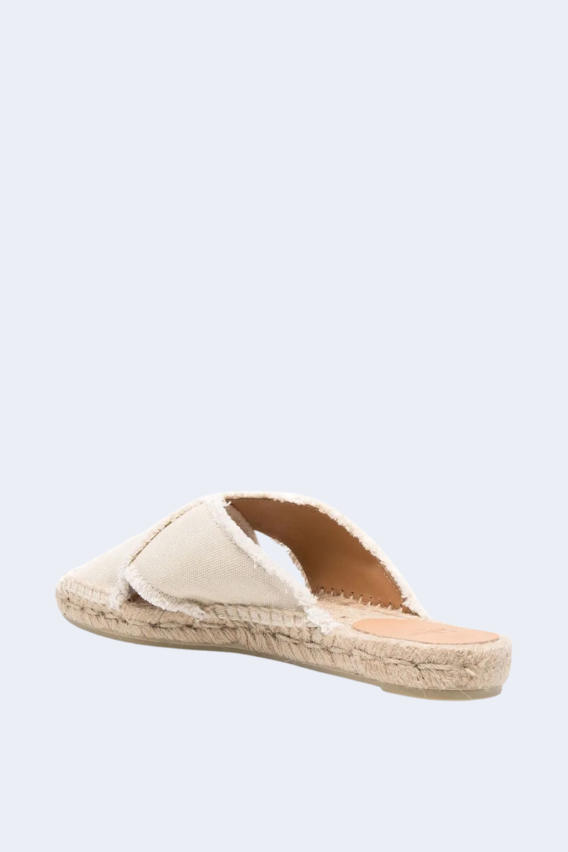 Palmera Canvas Sandals in Ivory