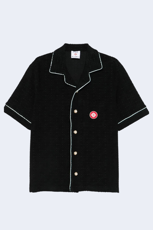 Men's Towelling Monogram Shirt  in Black