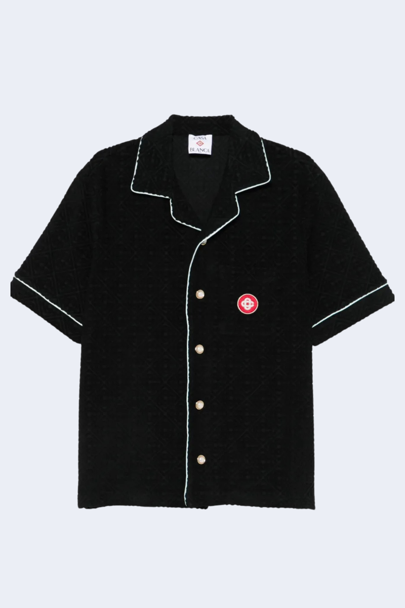 Men's Towelling Monogram Shirt  in Black