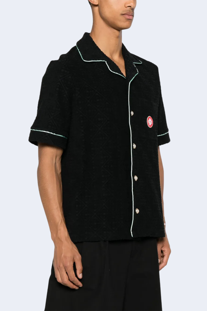 Men's Towelling Monogram Shirt  in Black