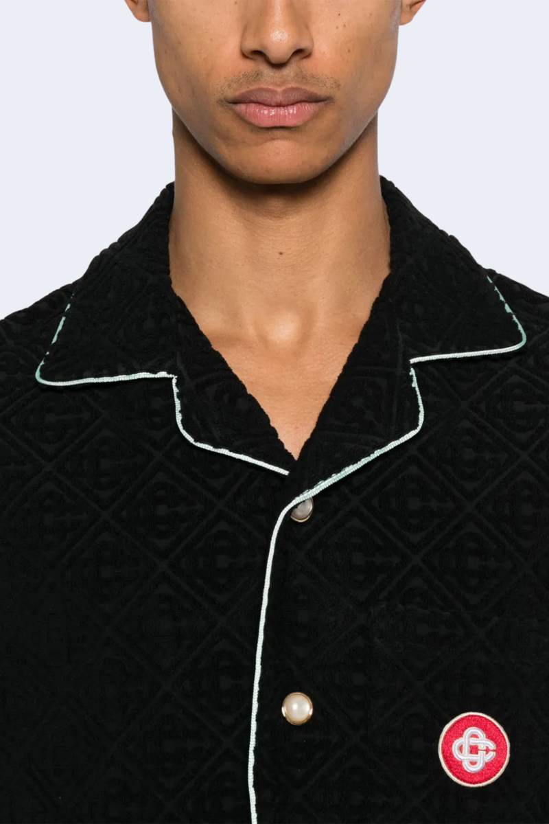 Men's Towelling Monogram Shirt  in Black