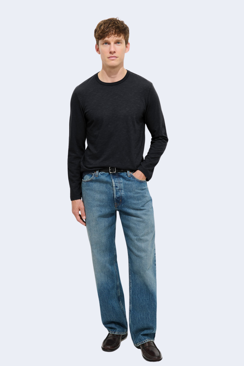 Men's Standard Long-Sleeve T-Shirt In Slub Cotton in Black