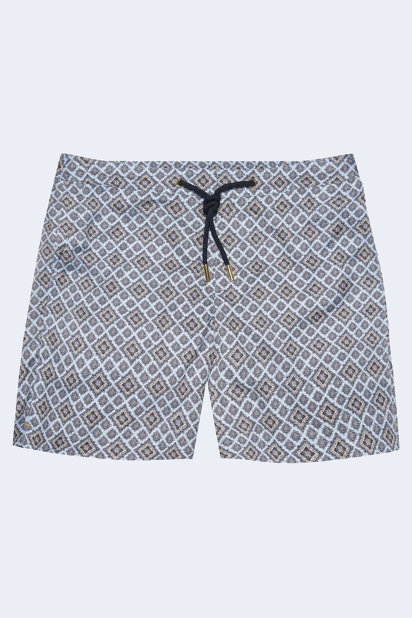 Bulldog Drawcord Paisley Bloom Swim Short in Bronze