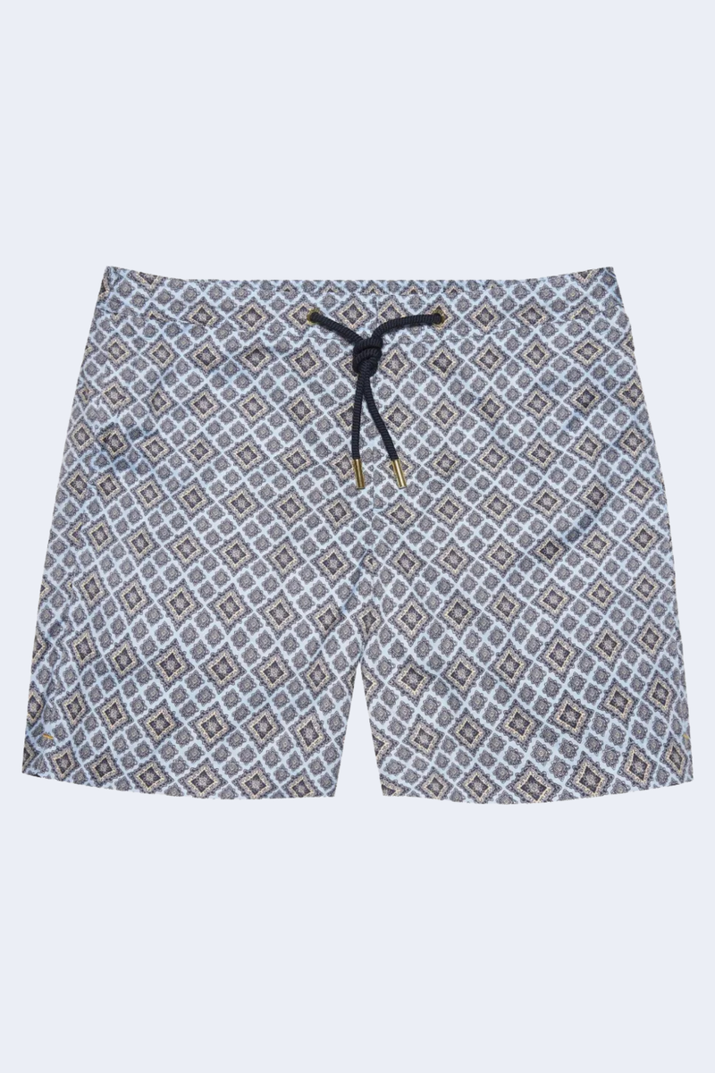 Bulldog Drawcord Paisley Bloom Swim Short in Bronze