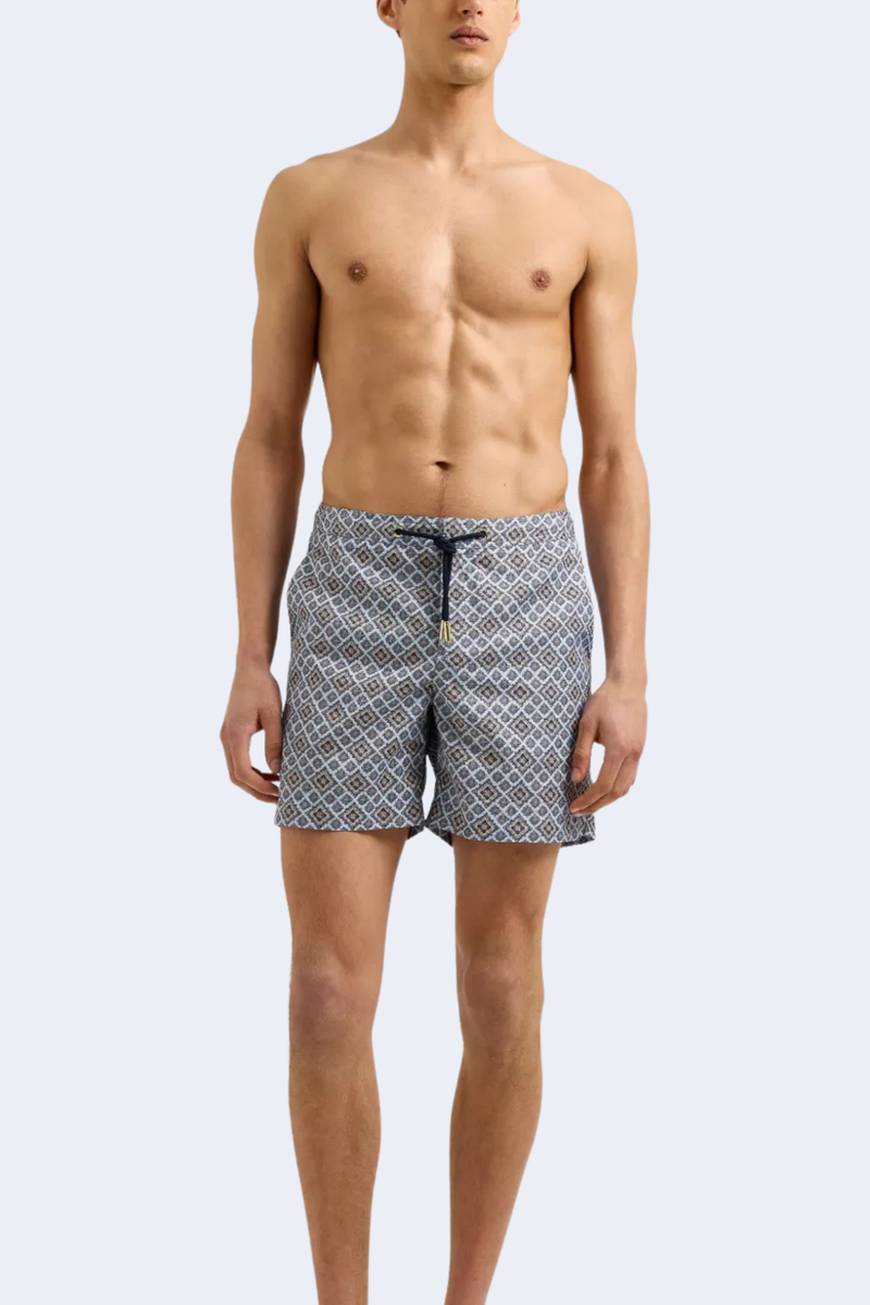 Bulldog Drawcord Paisley Bloom Swim Short in Bronze