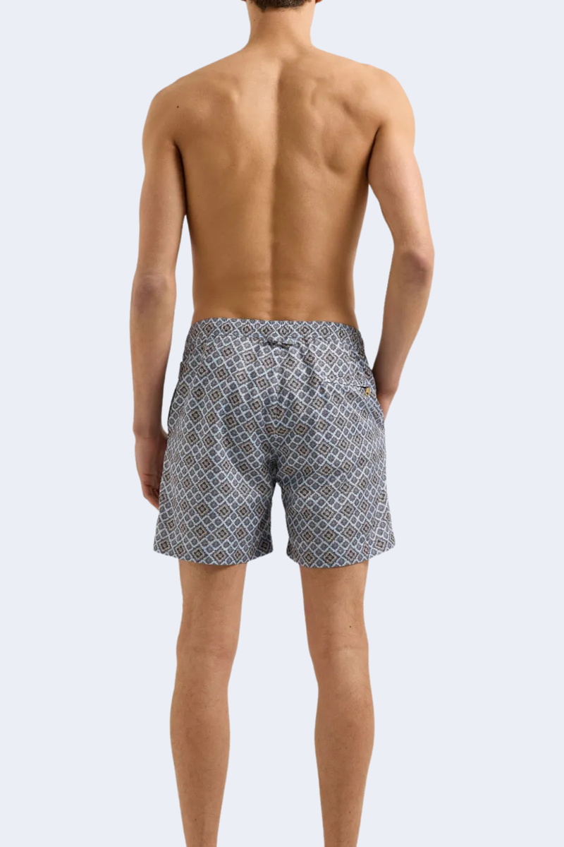 Bulldog Drawcord Paisley Bloom Swim Short in Bronze