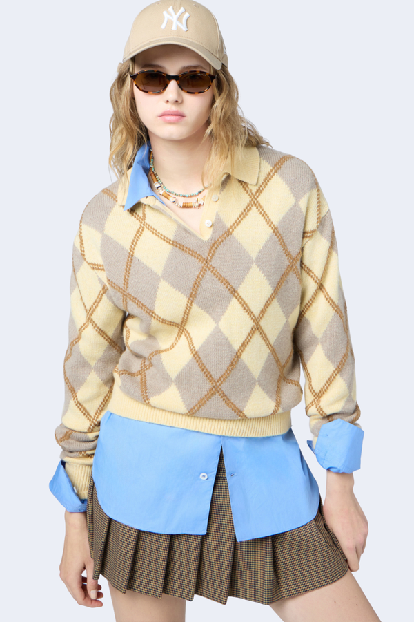Collegiate Argyle Polo in Butter Combo