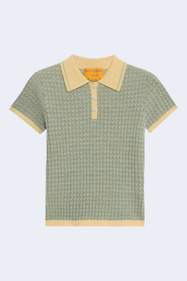 Chevron Shrunken Polo in Butter Combo