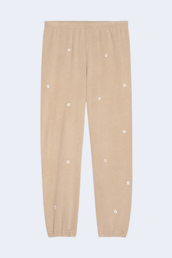 The Stadium Sweatpant with Daisy Embroidery in Khaki
