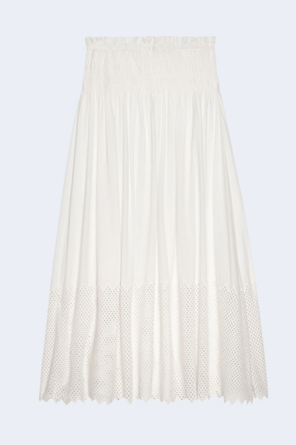 The Canary Skirt with Honeycomb Eyelet in White
