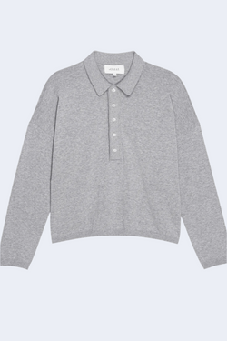 The Polo Sweater in Heather Grey