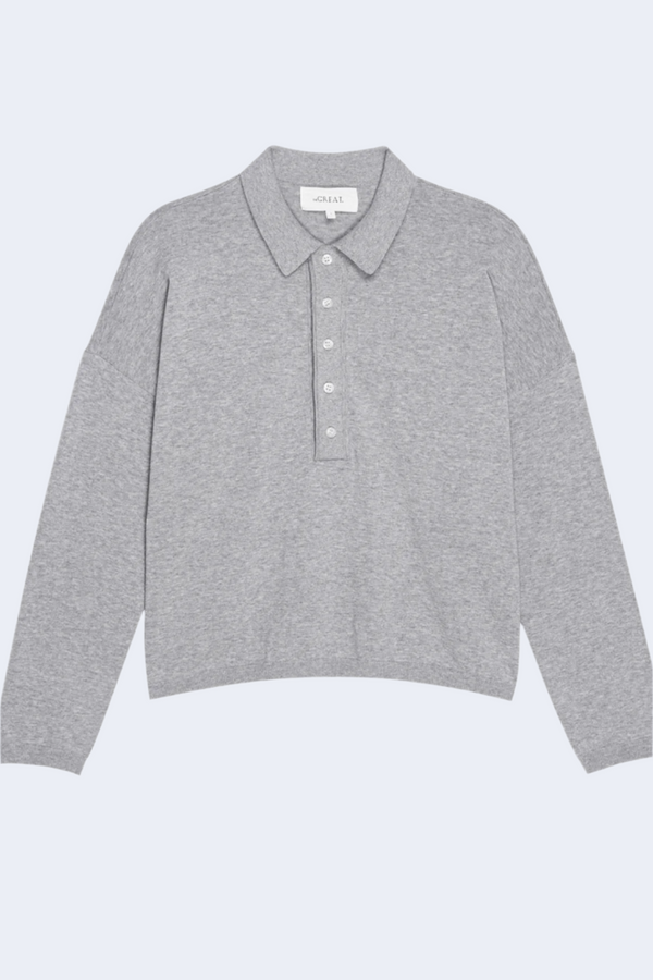 The Polo Sweater in Heather Grey