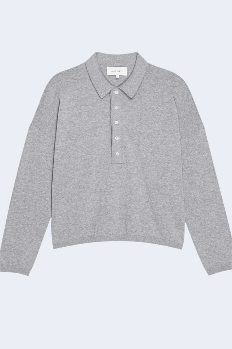 The Polo Sweater in Heather Grey