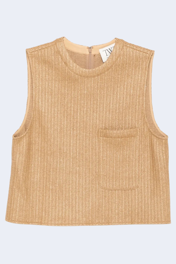 Cropped Muscle Tank in Natural