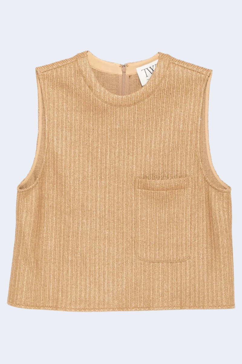 Cropped Muscle Tank in Natural