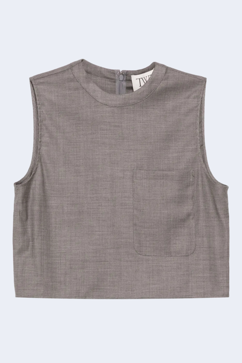 Cropped Muscle Tank in Medium Heather Grey