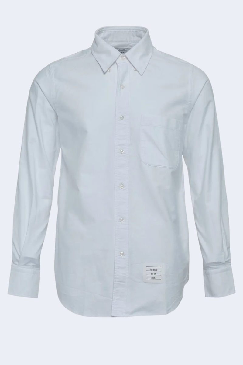 Straight Fit Button Down  Long Sleeve Shirt In Solid Oxford  in White