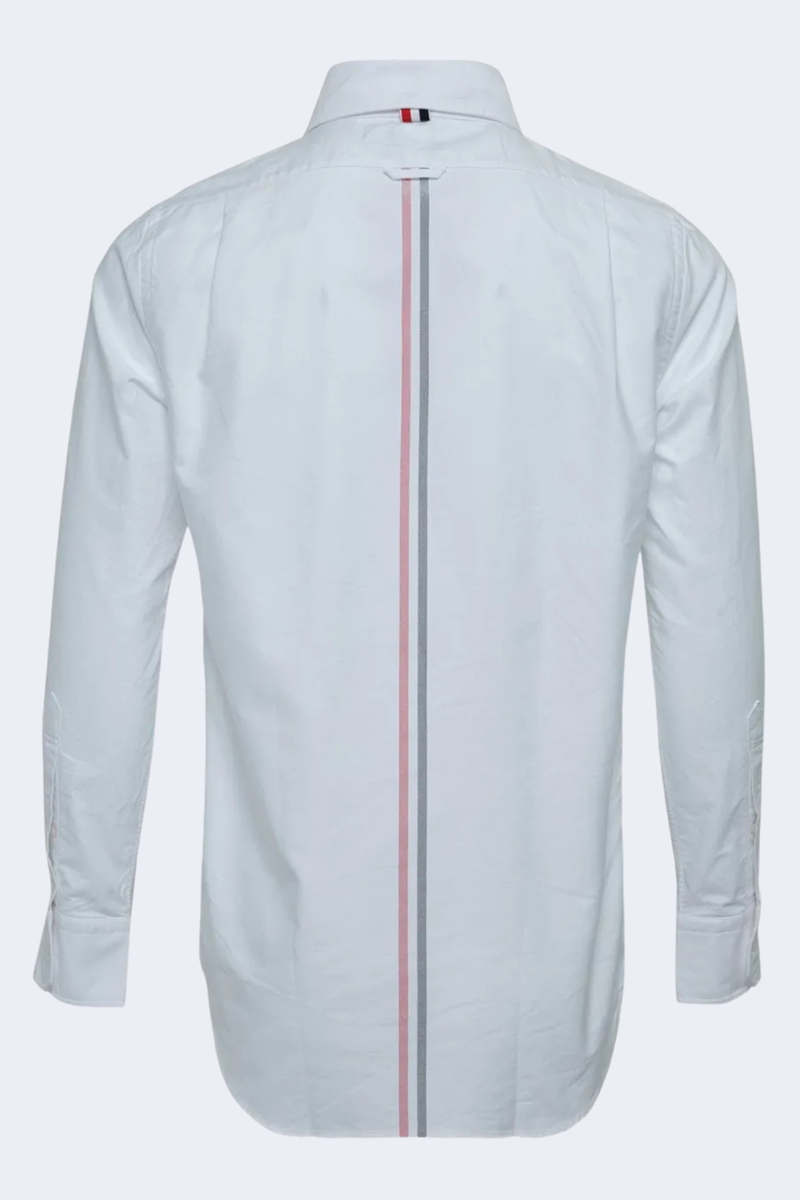 Straight Fit Button Down  Long Sleeve Shirt In Solid Oxford  in White