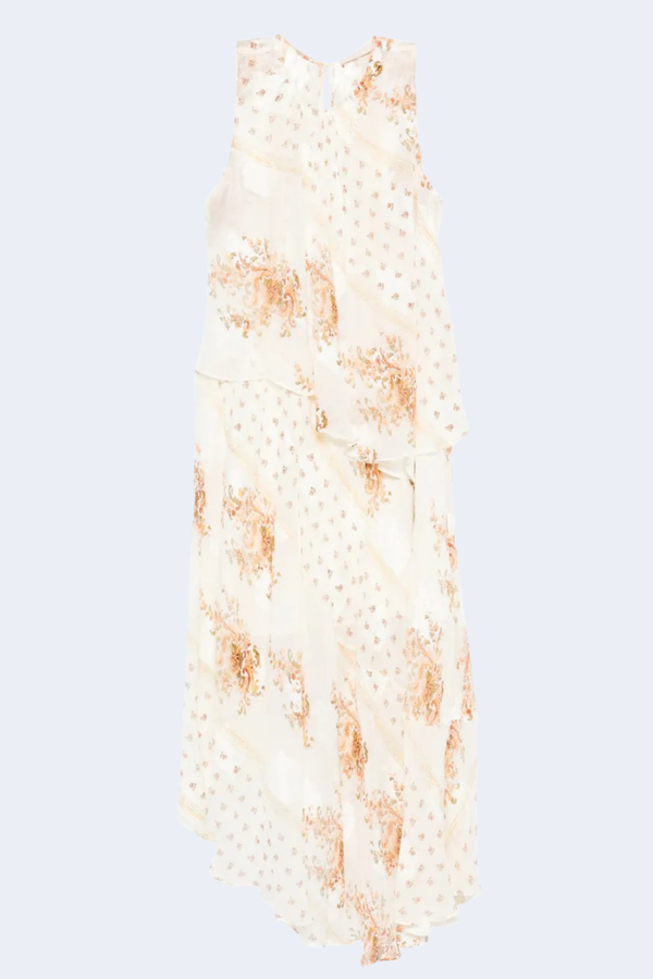 Caprice Asymmetrical Layered Dress in Alabaster