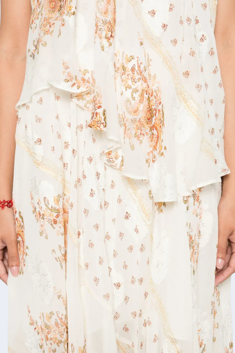 Caprice Asymmetrical Layered Dress in Alabaster