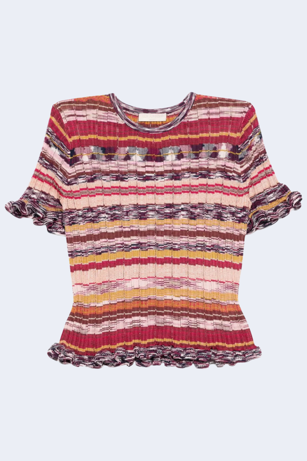 Miya Short Sleeve Knit Top in Prism